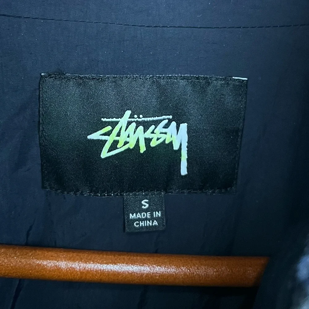 Stussy Color Block Sherpa Jacket Zip Up Fleece Sweatshirt Black Neon Small